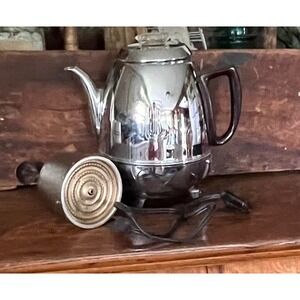 VTG General Electric Stainless Coffee Percolator Electric Pot Brew Basket Cord